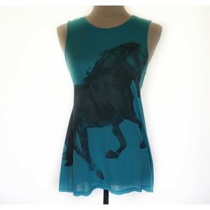 Freeloader Blue Horse Print  Loose Tank Top Large
